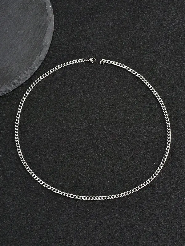 Silver Boys Cuban Chain Necklace 4.5mm Chain Teen Necklace 3
