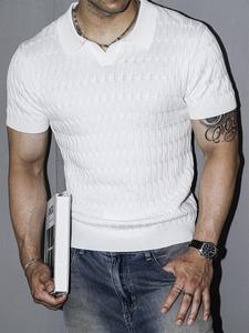 Men's Regular Fit Striped Print Polo Shirt, Casual Short Sleeve Collared Top for Summer, Fashion Men's Clothes for Daily Wear, Tropical