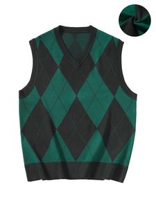 Men's Colorblock Plaid V Neck Sweater Vest, Loose Casual Sleeveless Knit Top for Fall & Winter, Men's Knit Clothing for Daily Wear