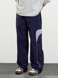 Men's Patchwork Print Straight Leg Pants, Loose Casual Comfy Breathable Trousers for Summer, Men's Bottoms for Daily Wear