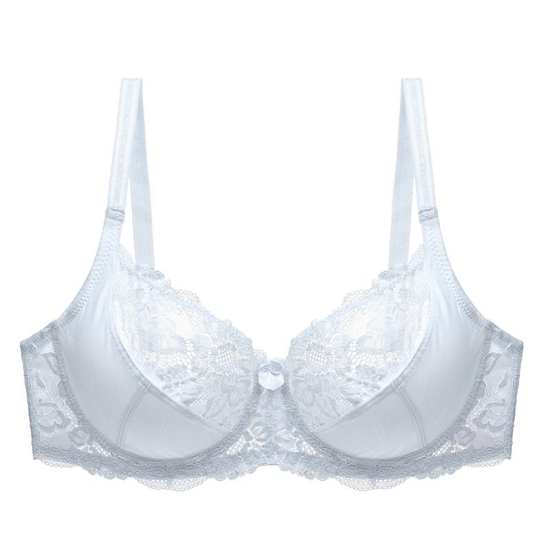 Lace Perspective Bras for Women Sexy Lingerie Underwire Embroidery Floral Bralette Large Size C D E 80 85 90 95 100 105 Lingerie 1