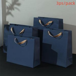 Gift Packaging Bag, 3pcs Retro Style Gift Bag, Fashionable Thickened Bottom Plate, Stronger Load-bearing Capacity Business Handbag, Clothing Stores Jewelry Stores Gift Bag