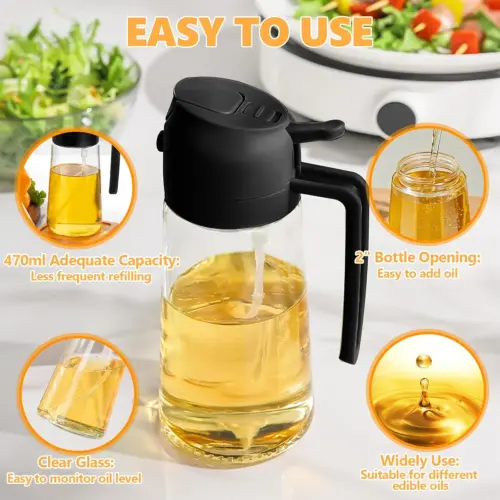 ⚡[2-3 day arrival]2-in-1 Oil Spray Bottle Kitchen Cooking Oil Dispenser Multi-Purpose Sauce Spraye  UK Bbq Glass 4