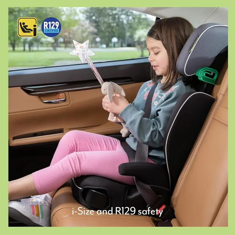 Logico L i-Size R129 Highback Booster car seat with cupholders, Suitable from 100-150cm (approx. 3.5 to 12 years), Midnight fashion 4