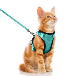 Cat Harness & Leash for Walking, Escape Proof Soft Adjustable Vest Harnesses for Cats, Easy Control Cat Harness & Leash for Outdoor