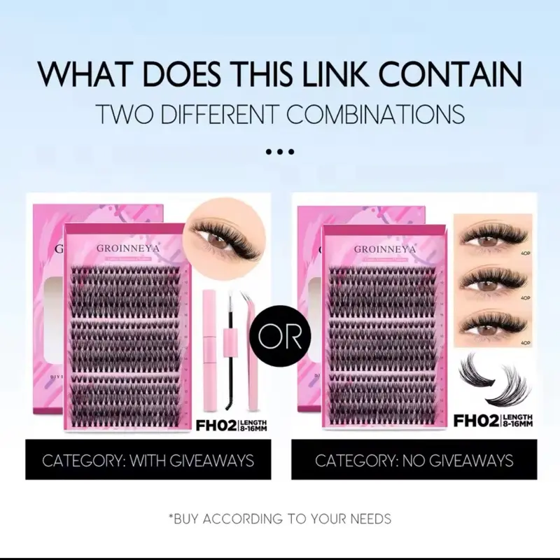 GROINNEYA Diy Lash Extension Kit - Full Set of Individual and Cluster Eyelashes - Makeup, Cosmetic 1