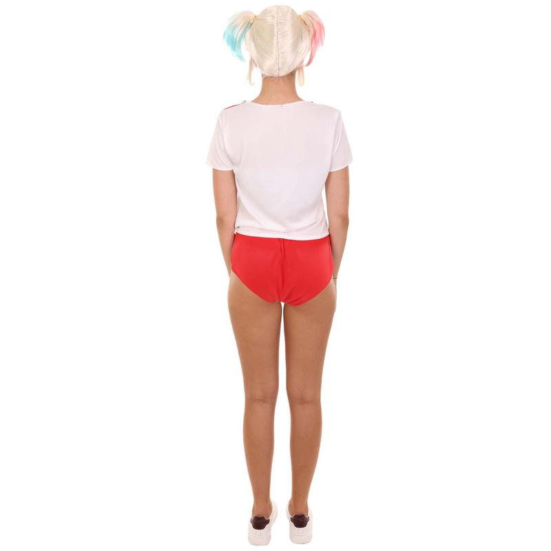 Women's Harley Quin Girl Costume | White, Red & Blue Fancy Costume 2