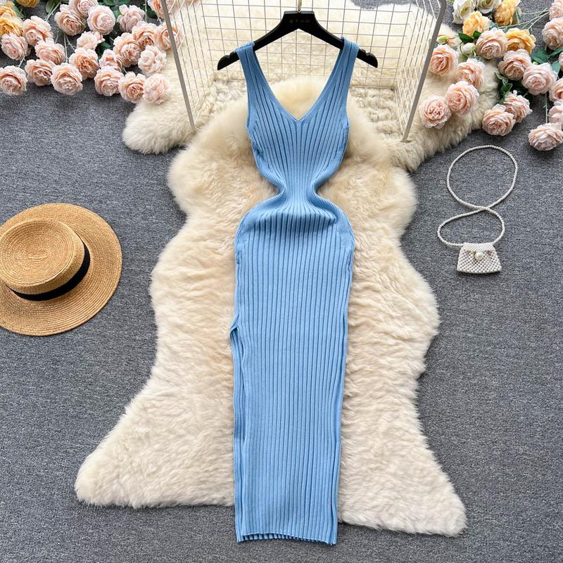 Product Introduction of YuooMuoo Chic Fashion Sexy Wrap Hips Split Knitted Autumn Dress Women Slim Elastic Bodycon Long Dress Streetwear Outfits Vestido 35