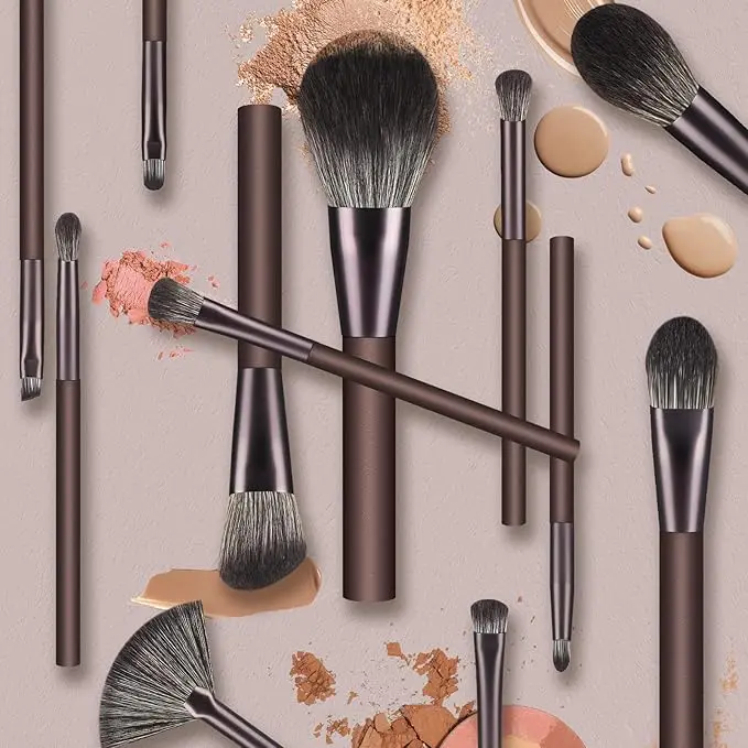 Makeup Brushes 12 Pcs Makeup Brush Set Premium Synthetic Bristles Foundation Make Up Brushes Concealers Eyeshadow Professional Make-up Brush Sets (Coffee) 4