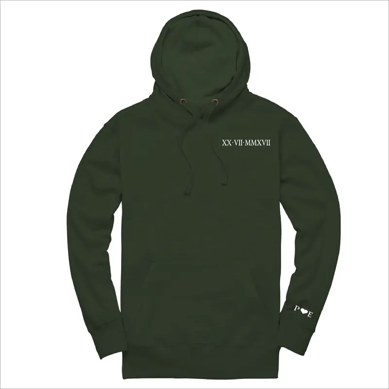 Custom Embroidered Roman Numeral Sweatshirt Hoodie Embroidery 1