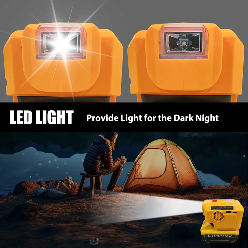 (Free UK Delivery: Limited Time Only) Power Inverter Generator Fit for DEWALT 18V/20V Lithium Battery, DC18V to AC 220-230V Portable Power Station for Phone Charger Adapter, 1 USB Ports & 1 Type-C & 1 AC Outlet, 200LM LED Light 1