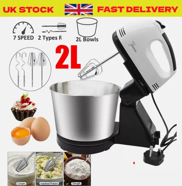 7 Speed + Cake Electric Stand Mixer Food Multi Mixing Bowl Blender Beater Dough