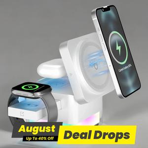 15W Wireless Charger, 3-in-1 Foldable Magnetic Phone Charger, Folding Phone Holder with Night Light for iPhone, for Magsafe Charger, Electronics Accessories, Smart Charging Dock, Smartwatch Case