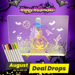 Rewritable Acrylic Message Board, 1/8 Counts USB Powered Illuminated Dry Erase Board with Stand & Markers & Rags, Room Accessories, LED Display Board, School Supplies