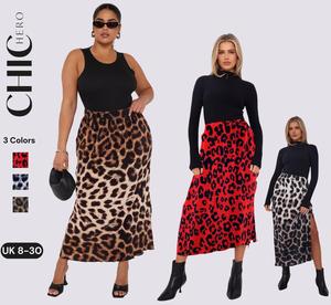 2025 ChicHero Leopard Print Elasticated Waist Pleated Comfort Casual Fit Maxi Skirt Floral Printed Womenswear Boho Bottom Cute Everyday Fashion bias  cut  dress black  friday  sale