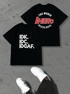 Men's Letter Print Round Neck Tee, Casual Short Sleeve Crew Neck T-shirt for Summer, Fashion Men's Top for Daily Wear