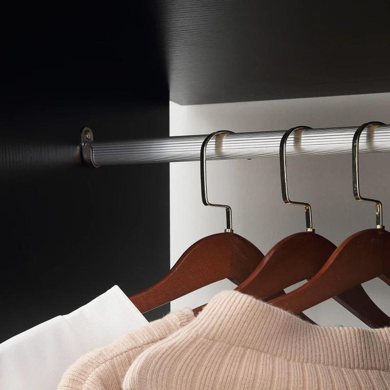 Small Rolling Open Style Wardrobe with 3 Storage Shelves and 2 Inner Railings 2