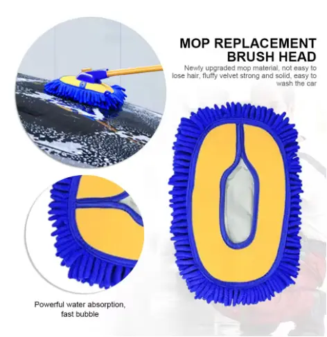 Super Absorbent Chenille Car Mop Head – Replacement Brush for Auto Detailing & Washing 5