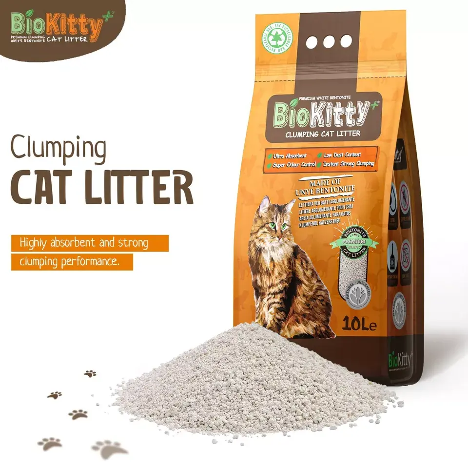 BioKitty Clumping Cat Litter, 10L Highly Absorbent Natural Bentonite Minerals Clay Cat Litter, Long Lasting Odour Control, Maximum Hygiene with Strong Cat Litter Clumping Available in Different Scents and sizes