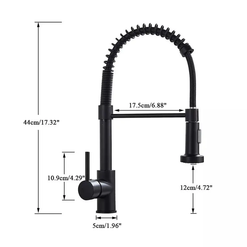 Matt Black Single Lever Kitchen Sink Mixer Tap with Pull Out Hose Spray - Easy Installation 5