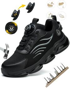 Men's Casual Lace Up Low Top Safety Shoes, Fashionable Anti-smash and Anti-puncture Shoes for Outdoor, Daily Clothing Decor for Men