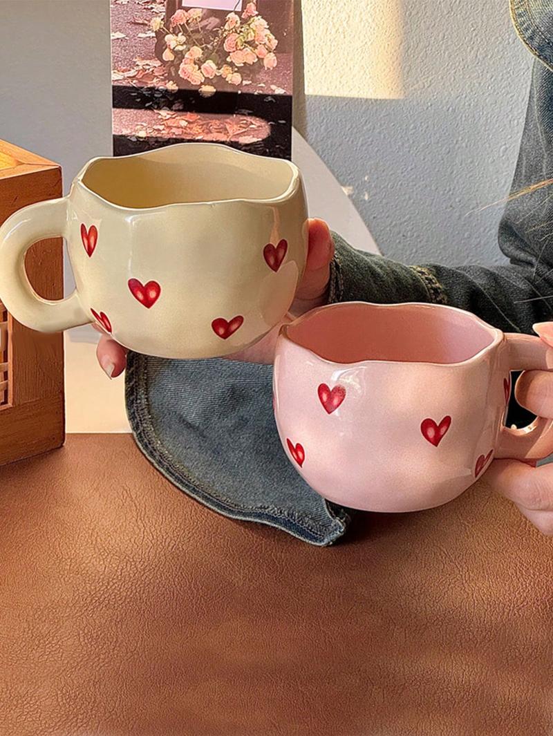 Product Introduction of 2025 New cute girls cupCreative Heart-Shaped Ceramic Cup, High Quality Household Water Cup, Cute Office Coffee Mug, Suitable For CouplesGood gift choice Drinkware Tumbler 4