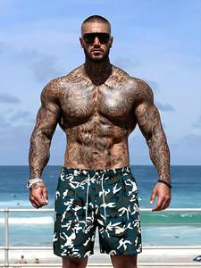 Men's Camo Print Swim Shorts, Loose Casual Comfy Breathable Quick Drying Swim Shorts for Summer, Men's Swimwear for Beach Vacation