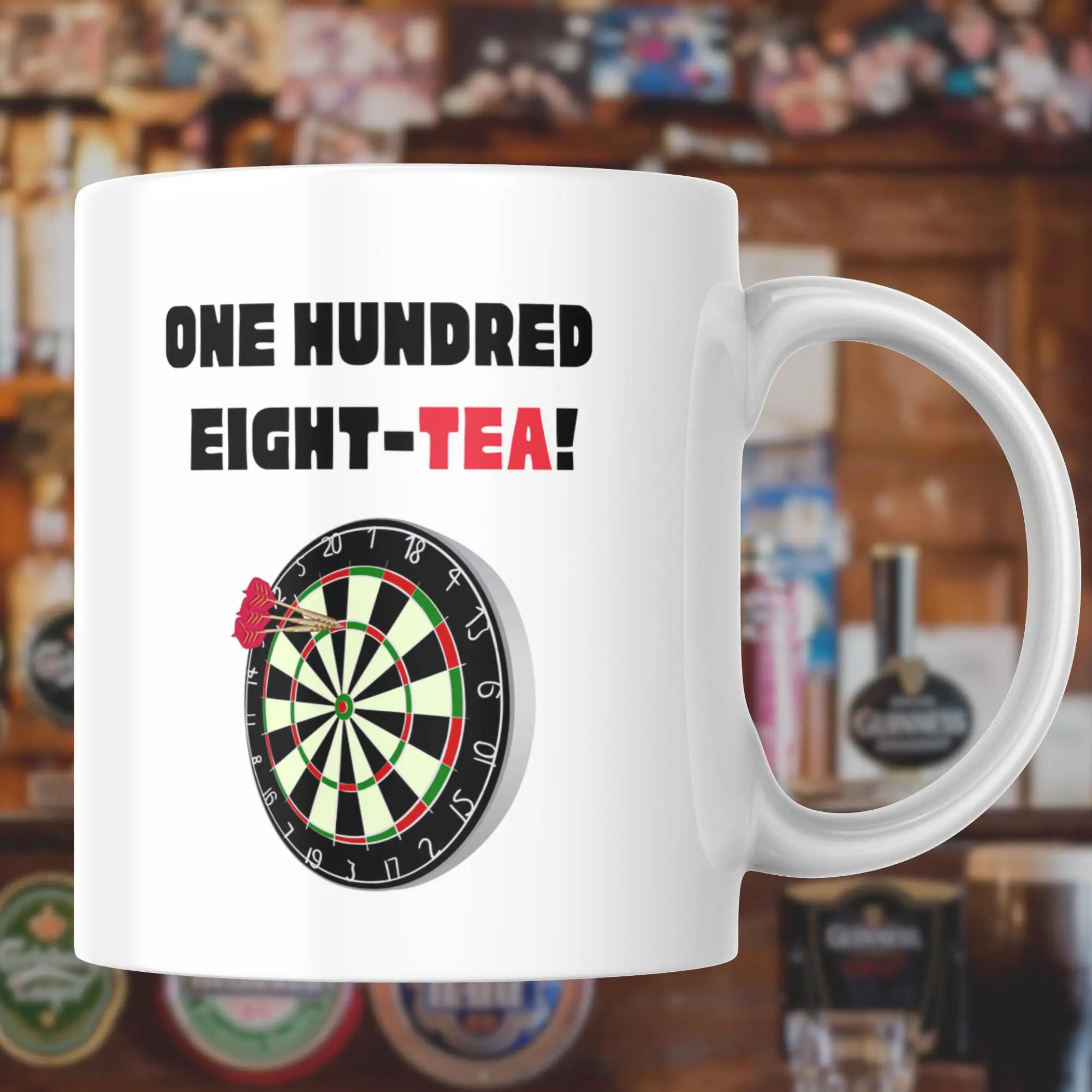 One Hundred Eight-Tea | Funny Darts Mug | Coffee 11oz Mug Gift Present Grandad Dad Husband Son Brother Boyfriend