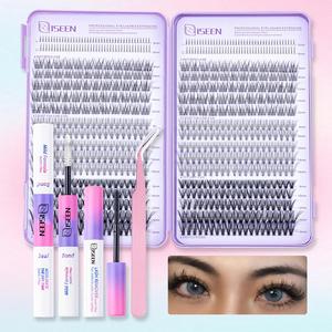 Natural Soft Individual Eyelashes Kit, 1 Set Salon Effect Eyelash Extensions with Lash Bond and Seal & Remover & Tweezers, Versatile Occasion Lashes, Makeup