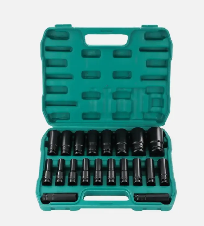 20PCS Deep Impact Socket Set 6 Point Metric 8 - 32mm 1/2 Inch Drive Heavy Duty - Hand Tool Accessory