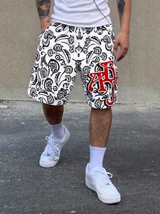 Men's Regular Fit Letter Print Pants, Casual Comfy Breathable Shorts for Summer, Fashion Men's Bottoms for Daily Wear