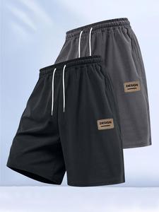 Men's Solid Corduroy Shorts, Casual Loose Fit Drawstring Waist Beach Shorts for Summer, Men's Bottoms for Daily Wear