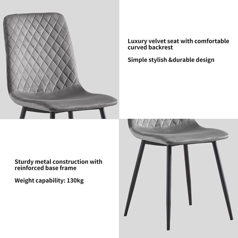 mcc direct Set of 2 Designer Velvet Fabric Dining Chairs Metal Legs Lexi Chairs 4
