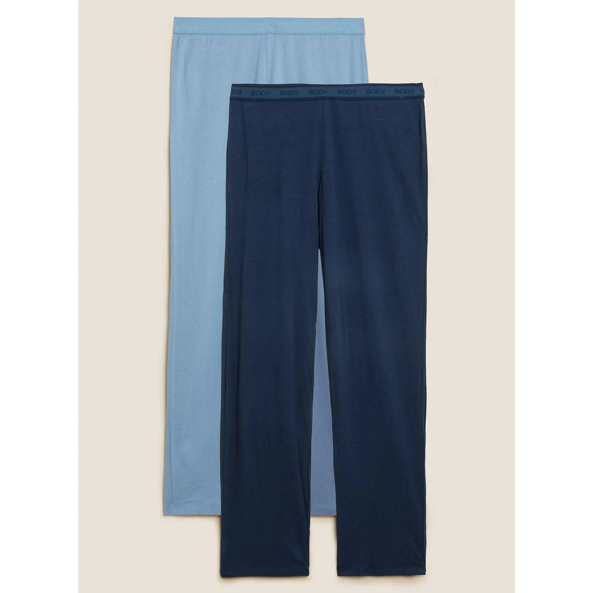 Ladies Cotton Modal Pyjama Bottoms In Navy & Light Blue