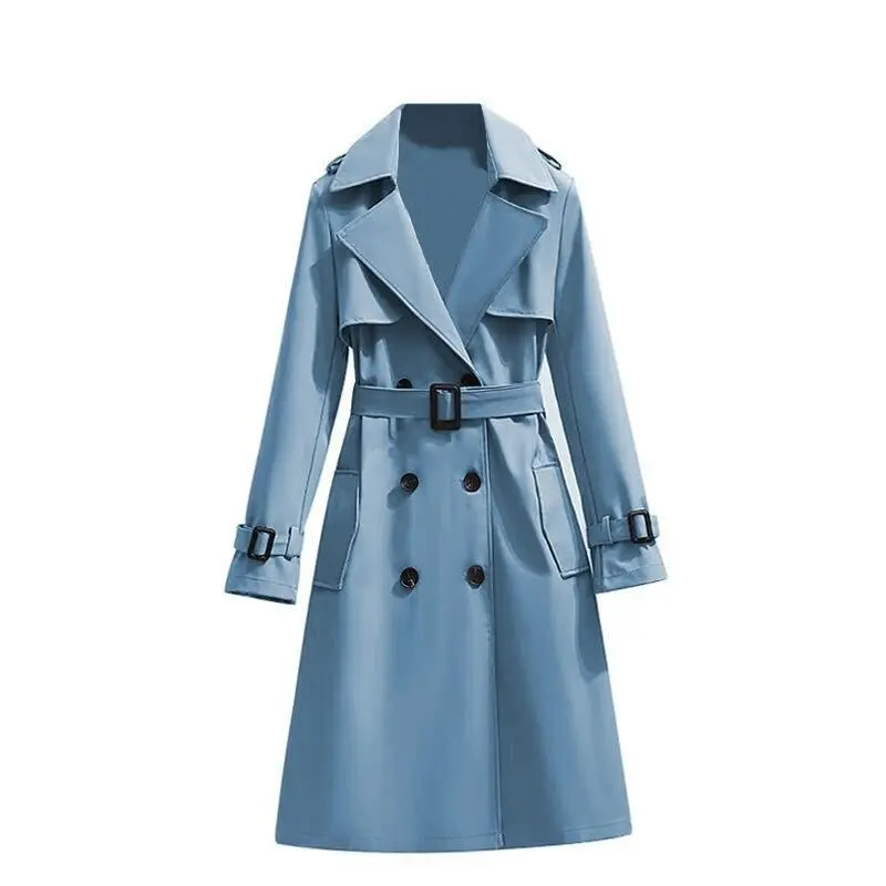 【2025】 Spring Autumn New Fashion Women's Korean Style Elegant Casual Mid-Length Trench Coat Long Sleeves Button Women's Overcoat