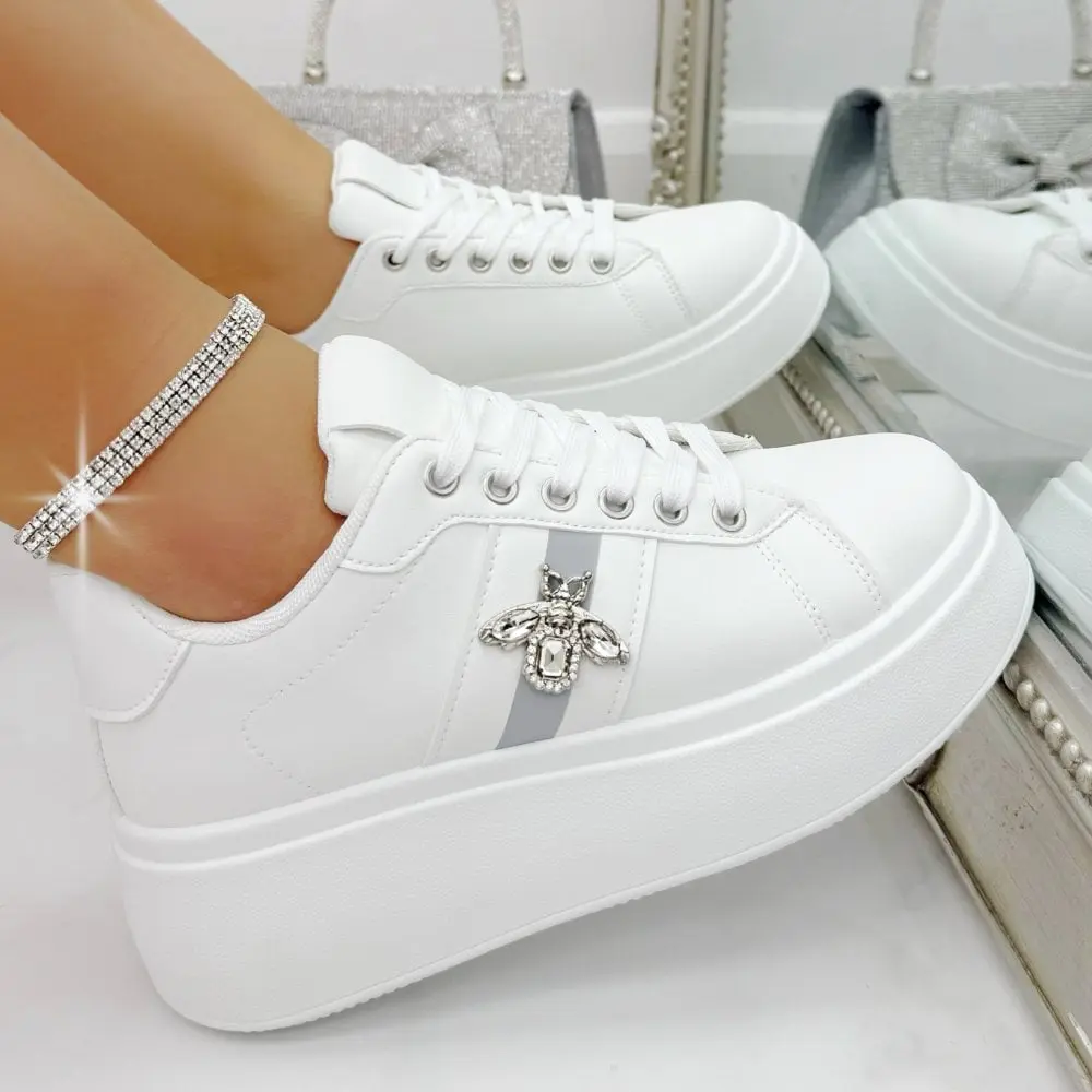 Lemonade Crystal Deluxe Queen Bee Chunky Trainers White