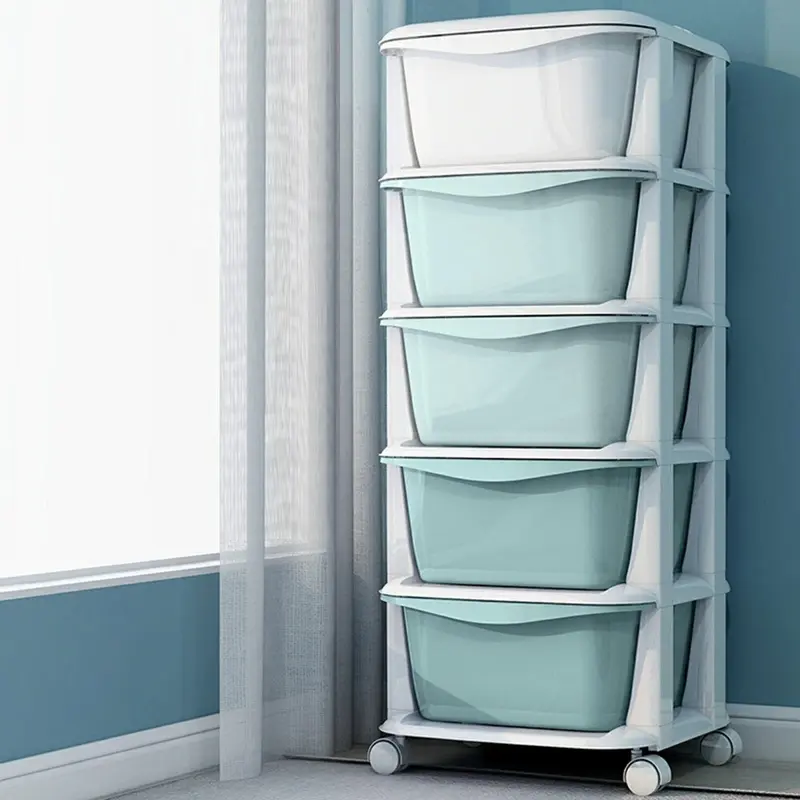 Plastic Drawer Box Storage Cabinet Rolling Cart with Wheels Casters 5 Drawers UK 3