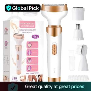 4 in 1 Electric Shaver, 1 Set Lightweight Portable Hair Removal Machine, Cordless Hair Trimmer for Women, Men, Girls, Epilator Hair Remover, Beard Hair Shaver, Rechargeable Shaver Machine