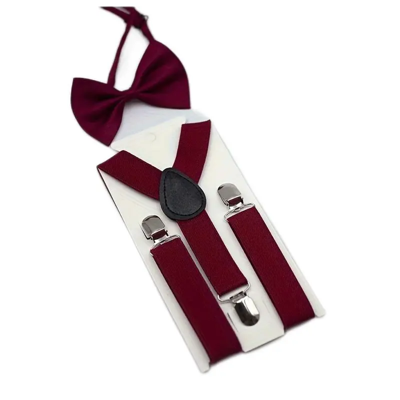All-gender girls and boys pure color 3-piece Y-shaped halter and bow tie set for children - children's halter + bow tie two-piece set 4