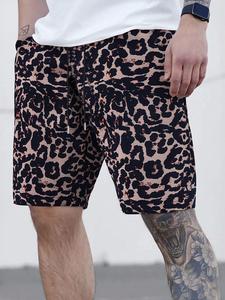 Men's Leopard Print Shorts, Loose Casual Comfy Breathable Shorts for Summer, Men's Bottoms for Daily Wear