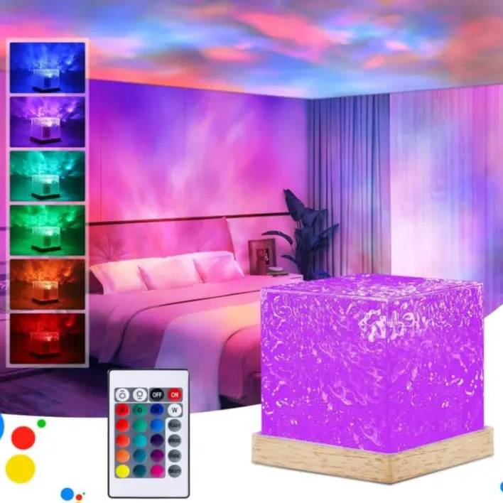 USB dynamic water pattern light, Projector, Ocean Wave Sensory Light with 3 light intensities. A colour changing, mood making calming light, suitable for living rooms, study rooms or bedrooms.