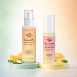 Glow Booster Bundle | Brightening Toner Mist (100ml) + Vitamin C Super Glow Moisturiser (50ml) | Fades Pigmentation, Dark Spots, Dullness & Uneven Tone | Turmeric + Vitamin C + Peptides | Skin Glow & Radiance Set | Alcohol-Free
