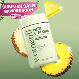 Her V Flora Womens Pre & Probiotics | Womenli  Supplements | Pre & Probiotics for Womens Intimate & Gut Health | 26 Billion CFU | With added Pineapple Extract, Cranberry Extract & Vitamin C | Live Bacteria & Live Cultures | Female Probiotics