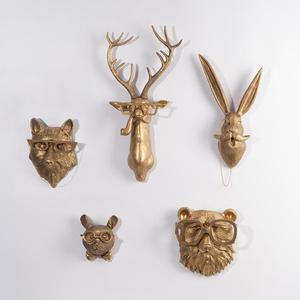 Animal Head Shaped Wall Hanging Ornament, 1/5 Counts/set Modern Art Creative Animal Head Wall Art, Wall Decor for Home Living Room Bedroom Office