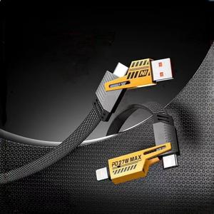 4 in 1 PD 12W Flash Charging Cable, Dual-head Type-C USB Data Charging Cable, Portable Charger Cable for iPhone/iPad/Xiaomi/Honor/Samsung Laptop Mobile Phones