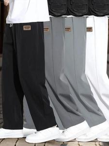 Men's Letter Tape Side Stripe Straight Leg Pants, Casual Comfy Breathable Quick Drying Trousers for Summer, Fashion Men's Bottoms for Daily Wear