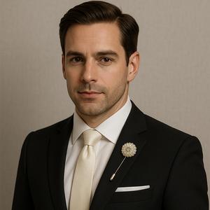 Ivory Bespoke Boutonniere Resin Gold Crystal Lapel Pin Formal Suit Brooch Gala Prom Weddings & Black Tie  #MensLuxury #Accessories