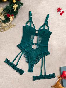 Christmas Sexy Embroidered Lingerie Set, High-Quality Comfortable Transparent Bra, Slim-Fit Adjustable Straps, All Seasons Wear, Glamour Lingerie Set