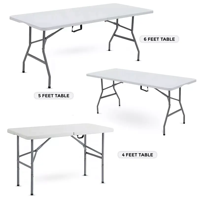 Heavy Duty Folding Trestle Table for Camping, Picnics, and BBQ Parties - 4ft, 5ft, and 6ft Sizes 1