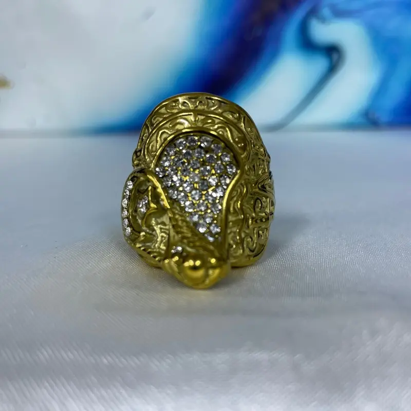 Premium Quality XXL Saddle Ring Iced out Stainless steel Gold Plated Bling Saddle Ring 5